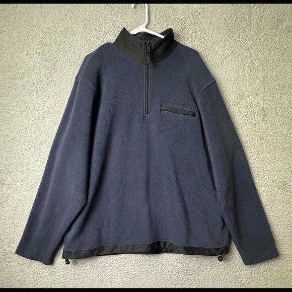 Gap Sweatshirt Mens 2XL Navy Blue 1/4 Zip Mock Neck Long Sleeve Pullover - Picture 1 of 12